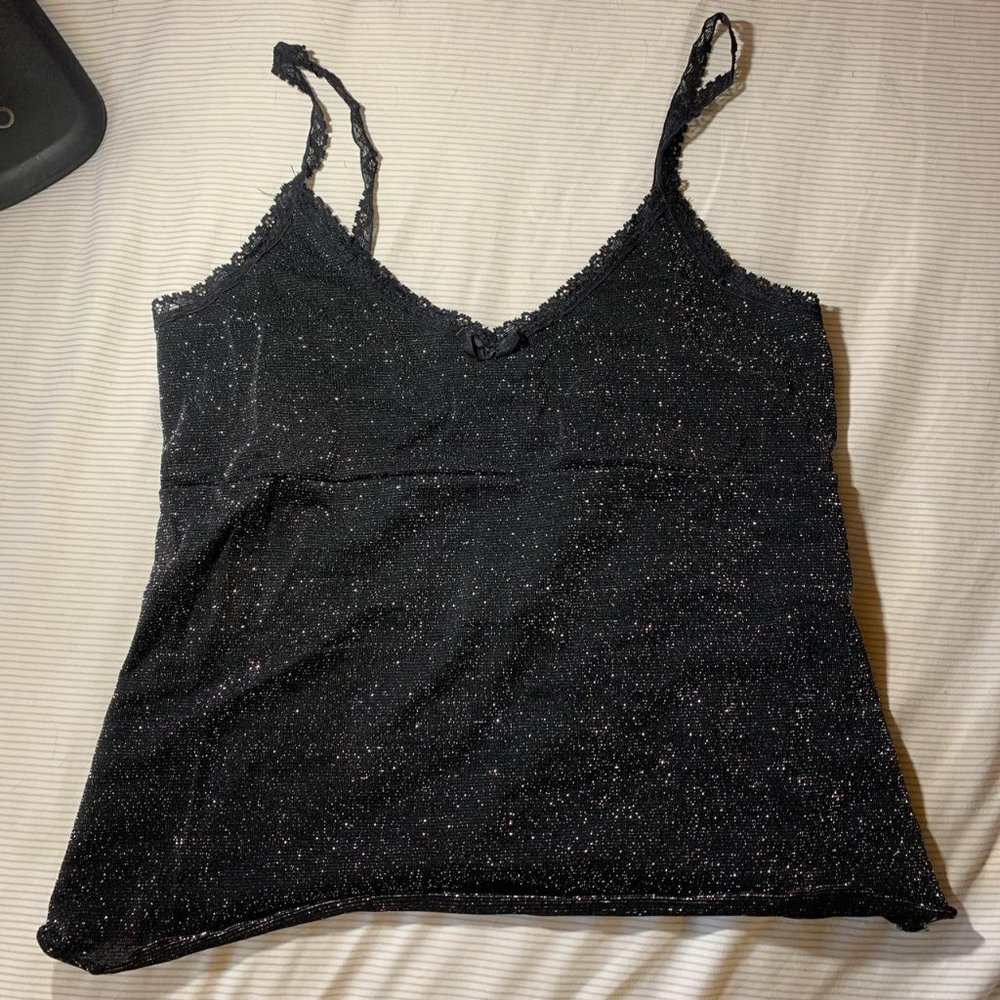 vintage GUESS sparkle cami with bow